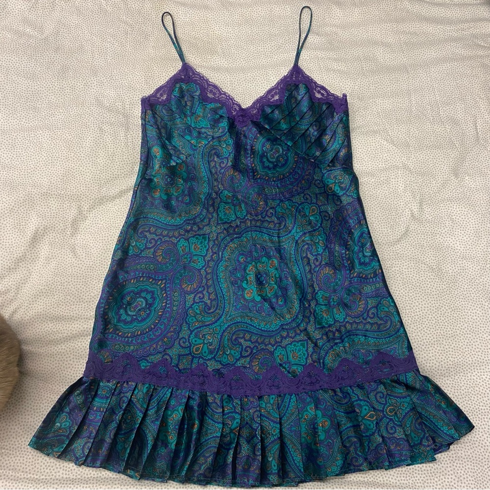 Victoria's Secret Purple and Blue Paisley Slip Dress